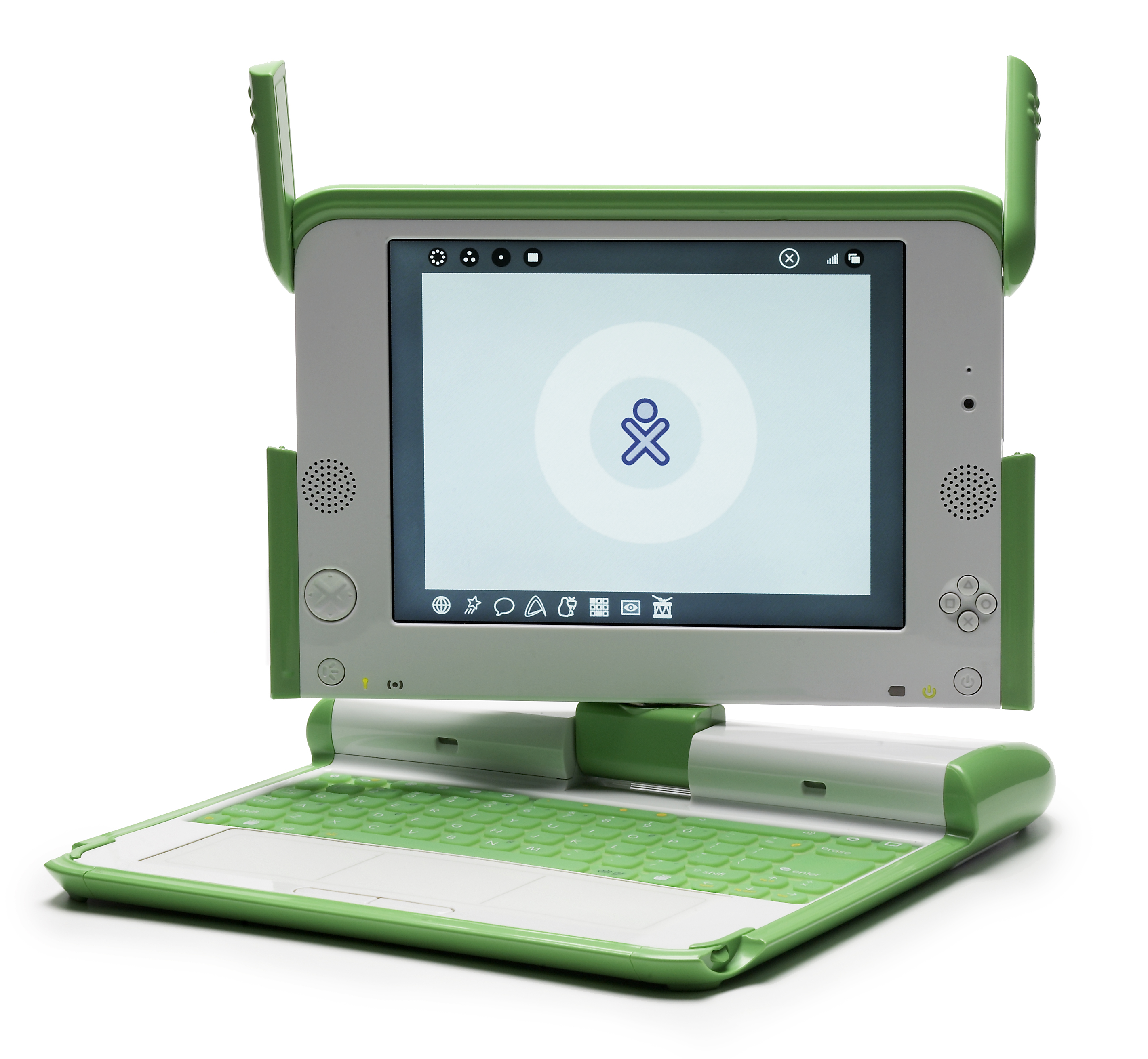 Photo of a XO Computer used in the One Laptop per Child initiative. 